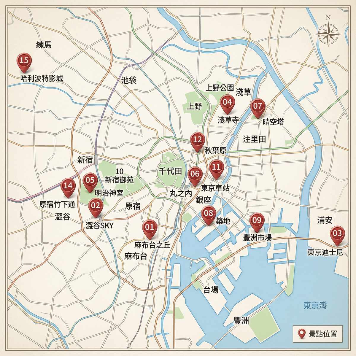 東京景點地圖