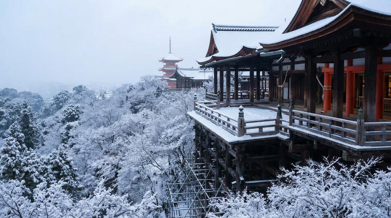 雪中的清水寺舞台