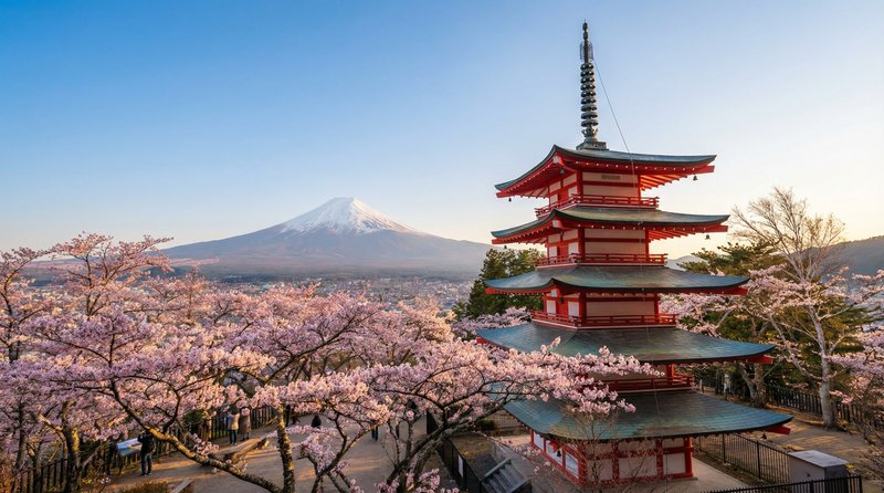 富士山與櫻花