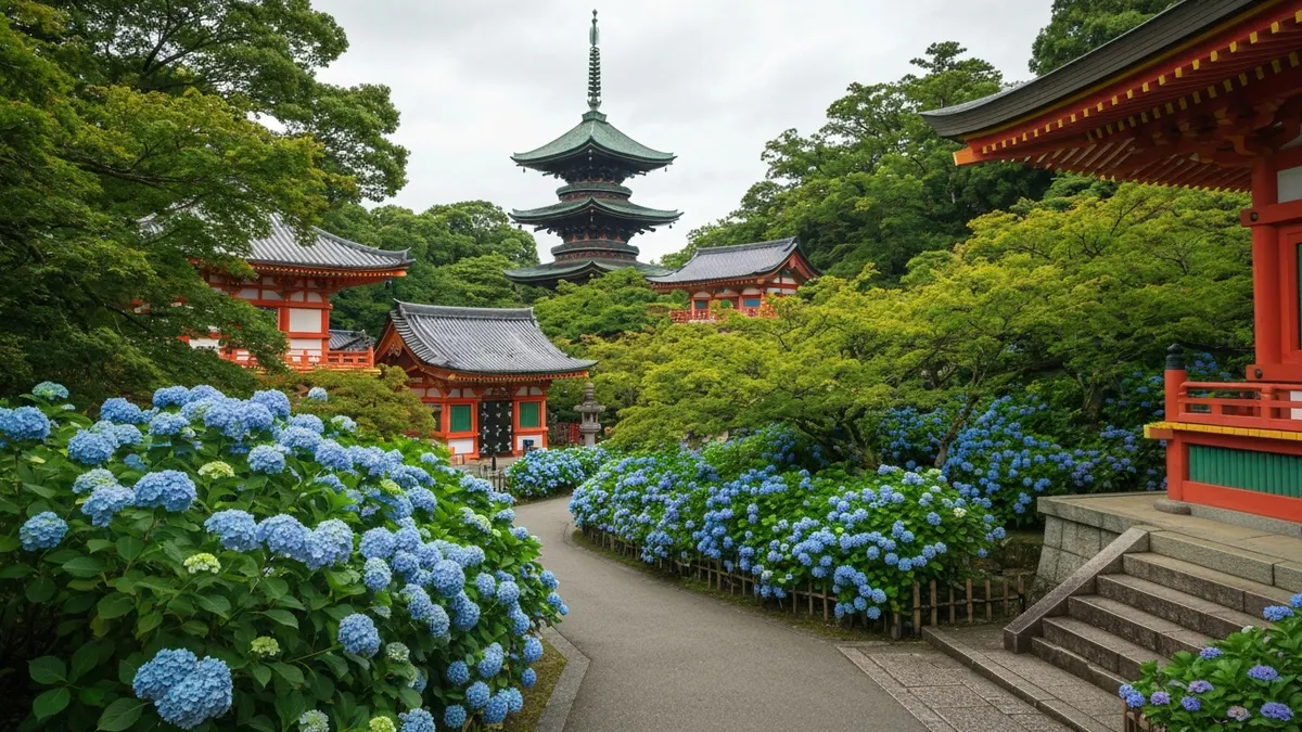 東京6月繡球花季：文京白山神社、高幡不動尊5大花海秘境與雨天拍照攻略！ - 高幡不動尊：壯觀山寺繡球花徑